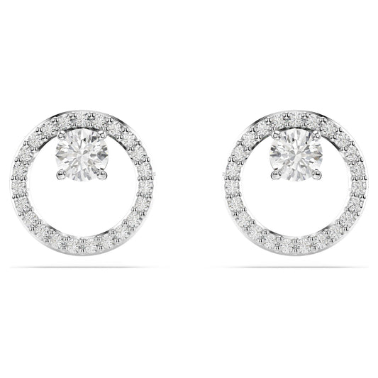 Swarovski Jewelry Constella stud earrings Round cut, White, Rhodium plated 5692262