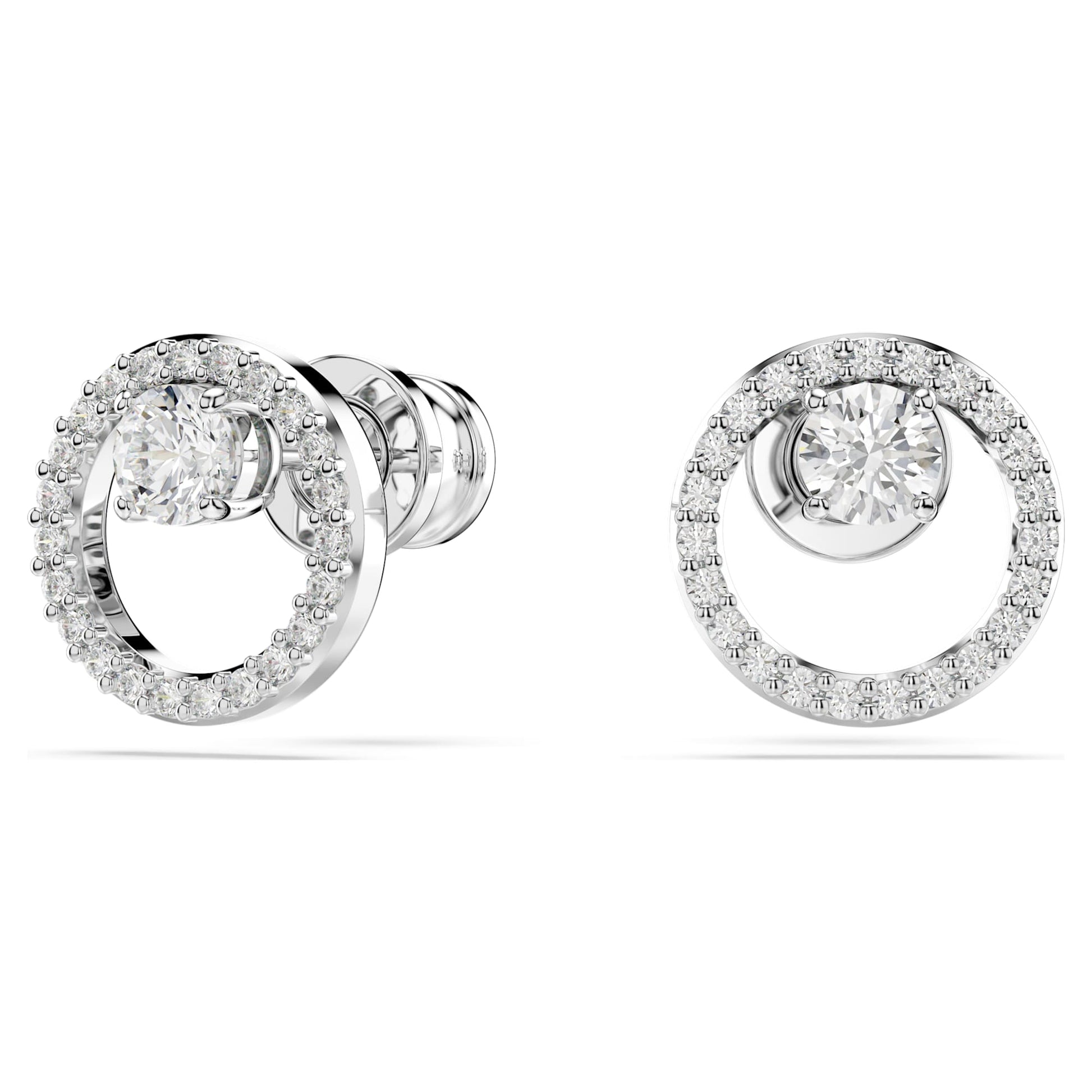 Swarovski Jewelry Constella stud earrings Round cut, White, Rhodium plated 5692262