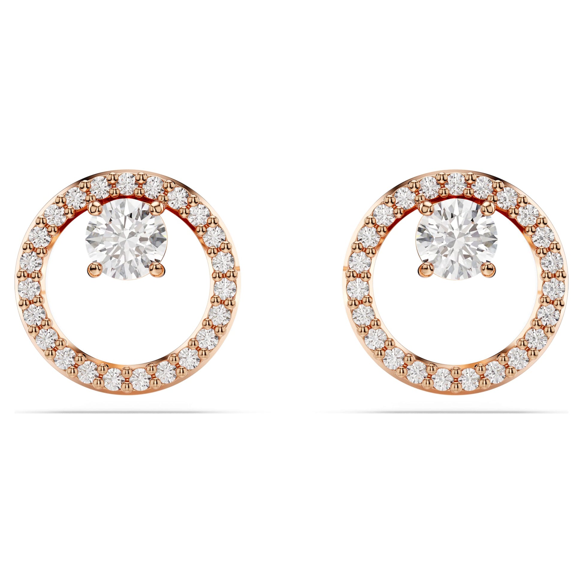 Swarovski Jewelry Constella stud earrings Round cut, White, Rose gold-tone plated 5692263