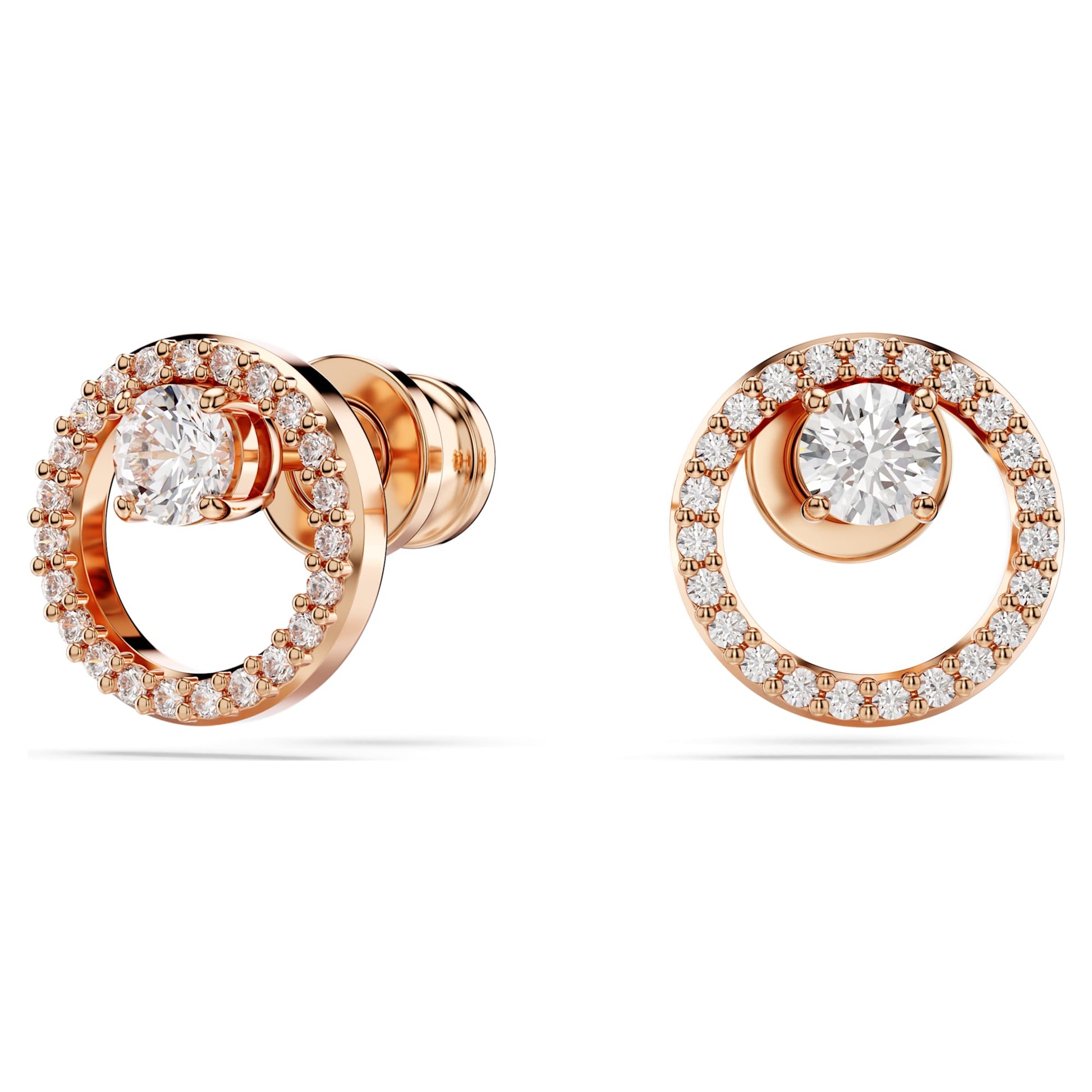 Swarovski Jewelry Constella stud earrings Round cut, White, Rose gold-tone plated 5692263