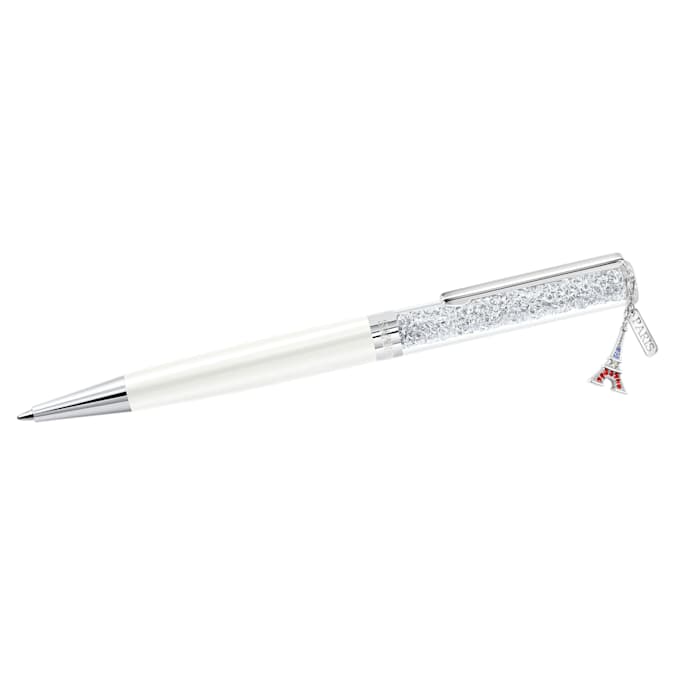 Swarovski Pen Crystalline ballpoint pen Eiffel tower, White, Chrome plated 5698802