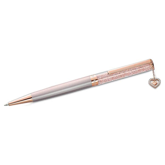 Crystalline ballpoint pen Heart, Rose gold tone, Pink lacquered, Rose gold-tone plated