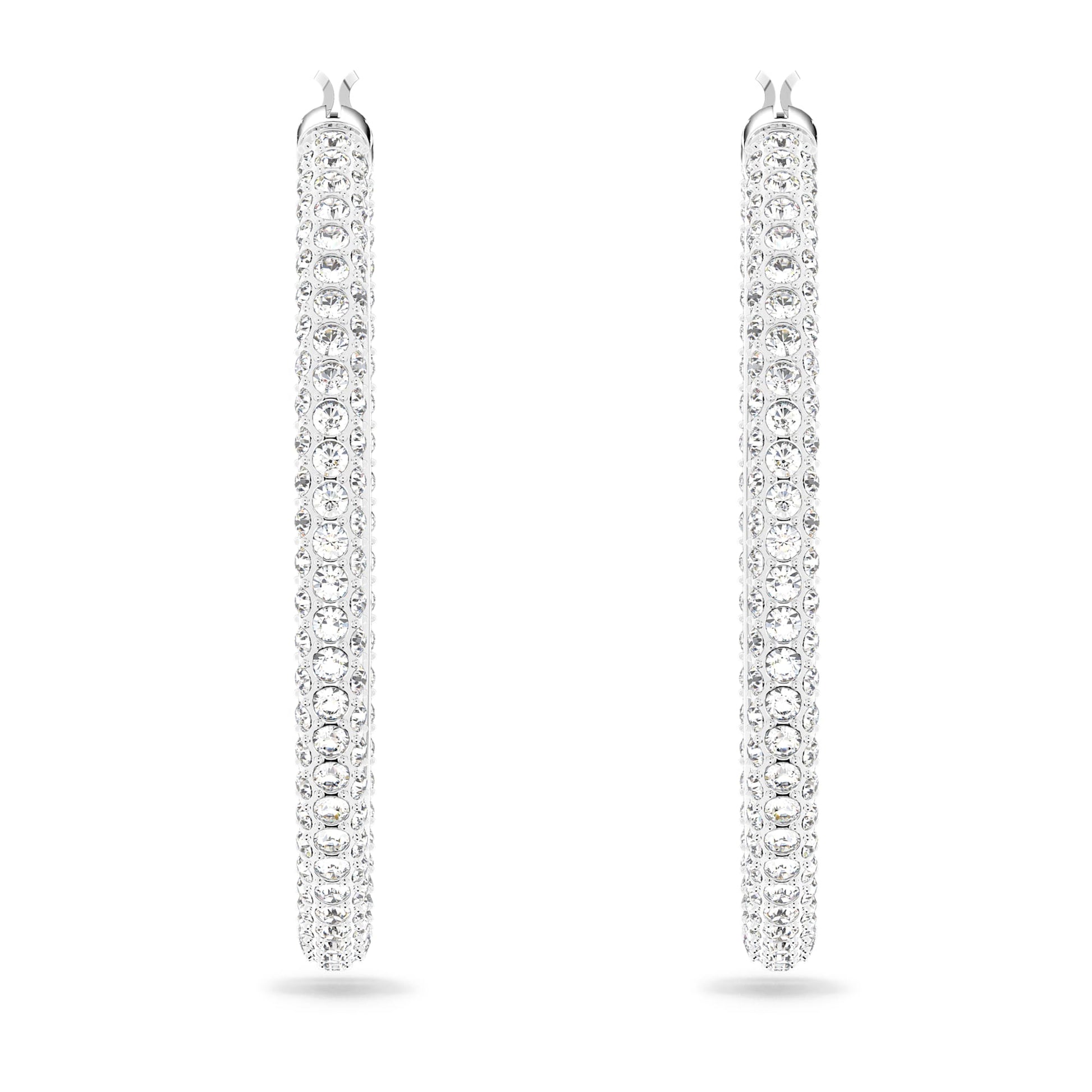 Swarovski Jewelry Dextera hoop earrings Pavé, Large, White, Rhodium plated 5389432