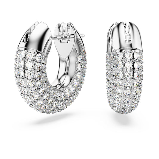 Dextera hoop earrings Small, White, Rhodium plated 5618306