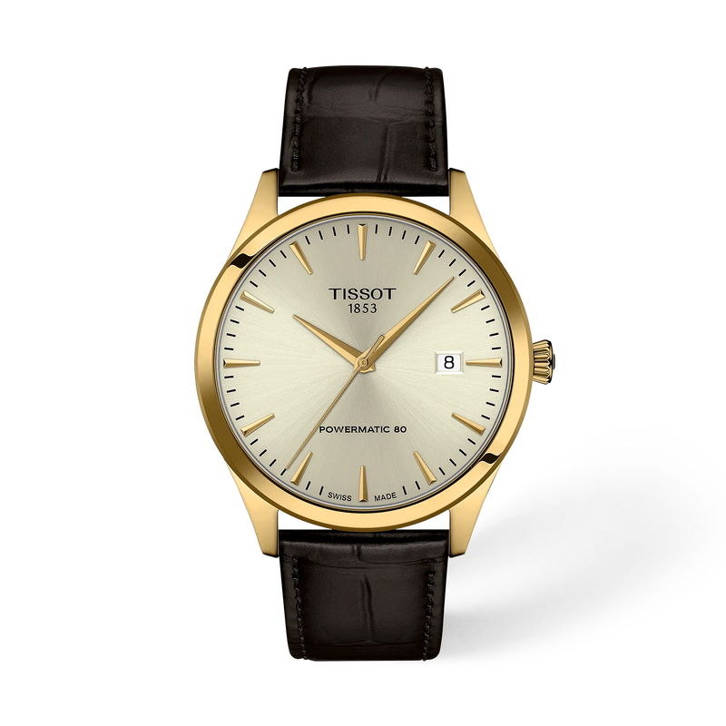 Tissot Classic Dream 40mm T158.407.36.261.00 with ivory dial and brown leather strap