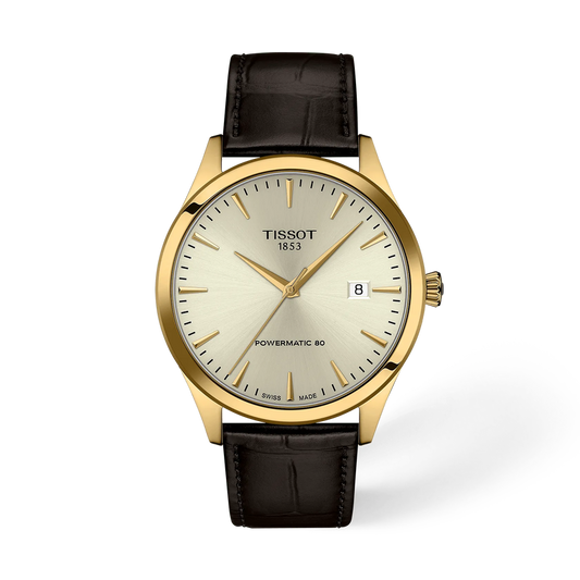 Tissot Classic Dream 40mm T158.407.36.261.00 with ivory dial and brown leather strap