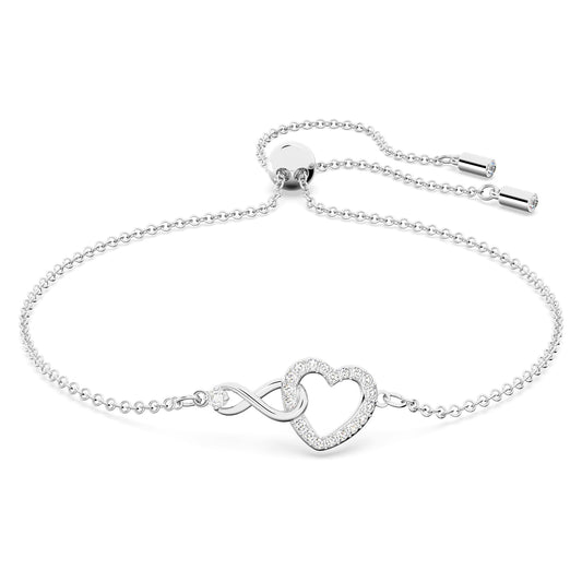 Swarovski Jewelry Hyperbola bracelet Infinity and heart, White, Rhodium plated 5524421