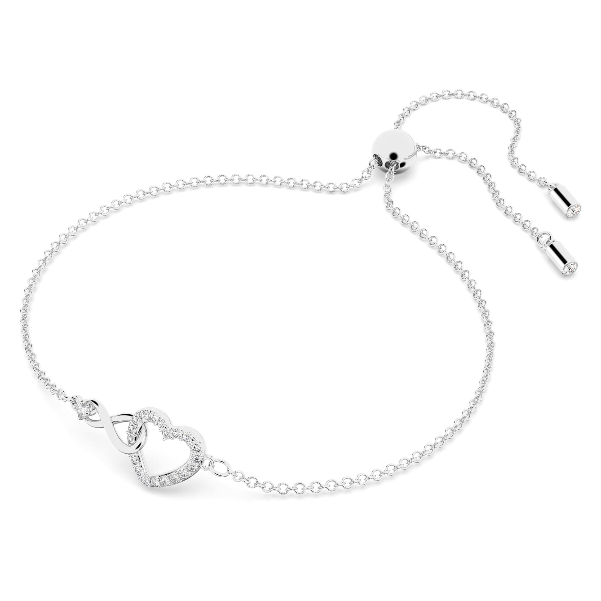 Swarovski Jewelry Hyperbola bracelet Infinity and heart, White, Rhodium plated 5524421