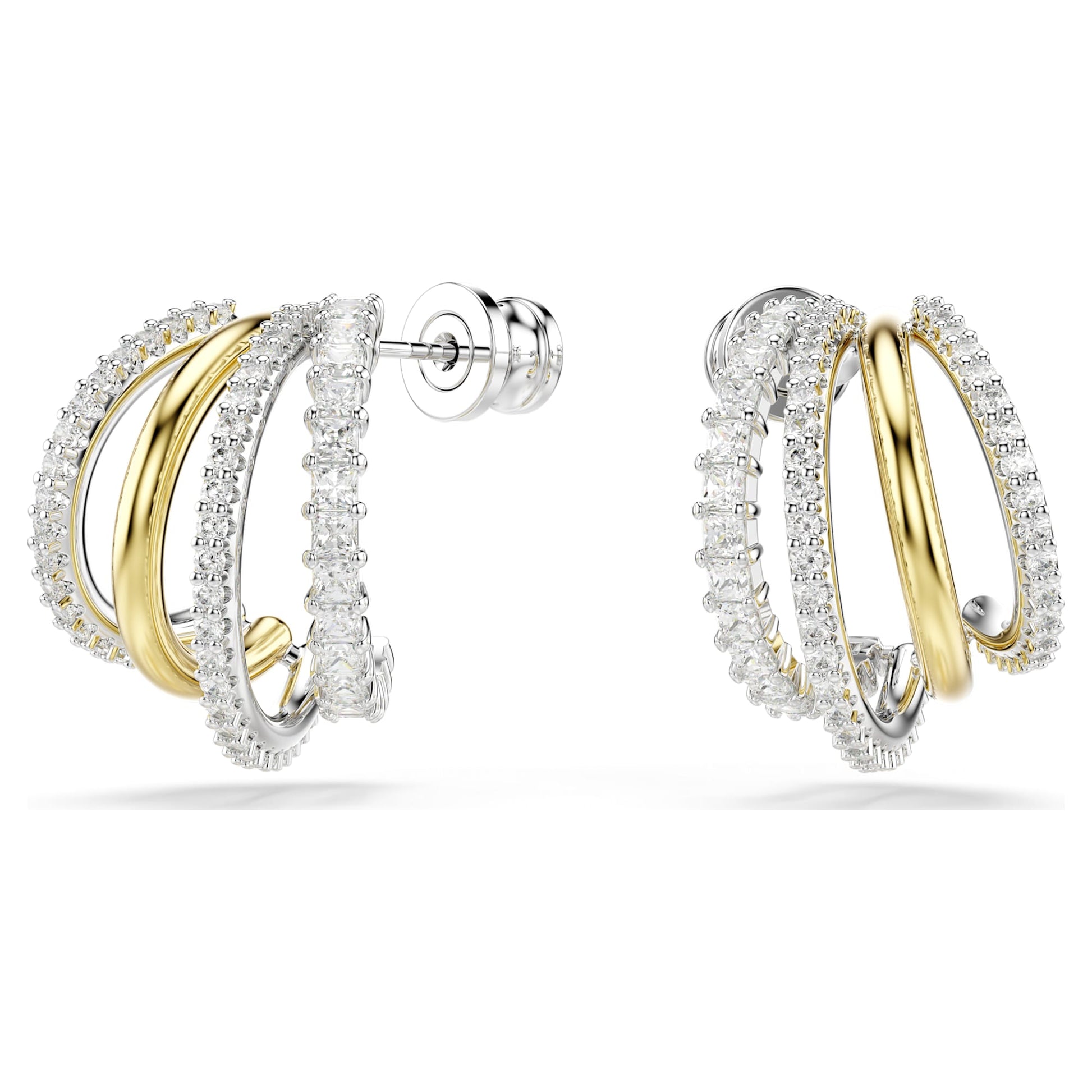 Swarovski Jewelry Hyperbola hoop earrings Mixed cuts, Mini, White, Mixed metal finish 5689718