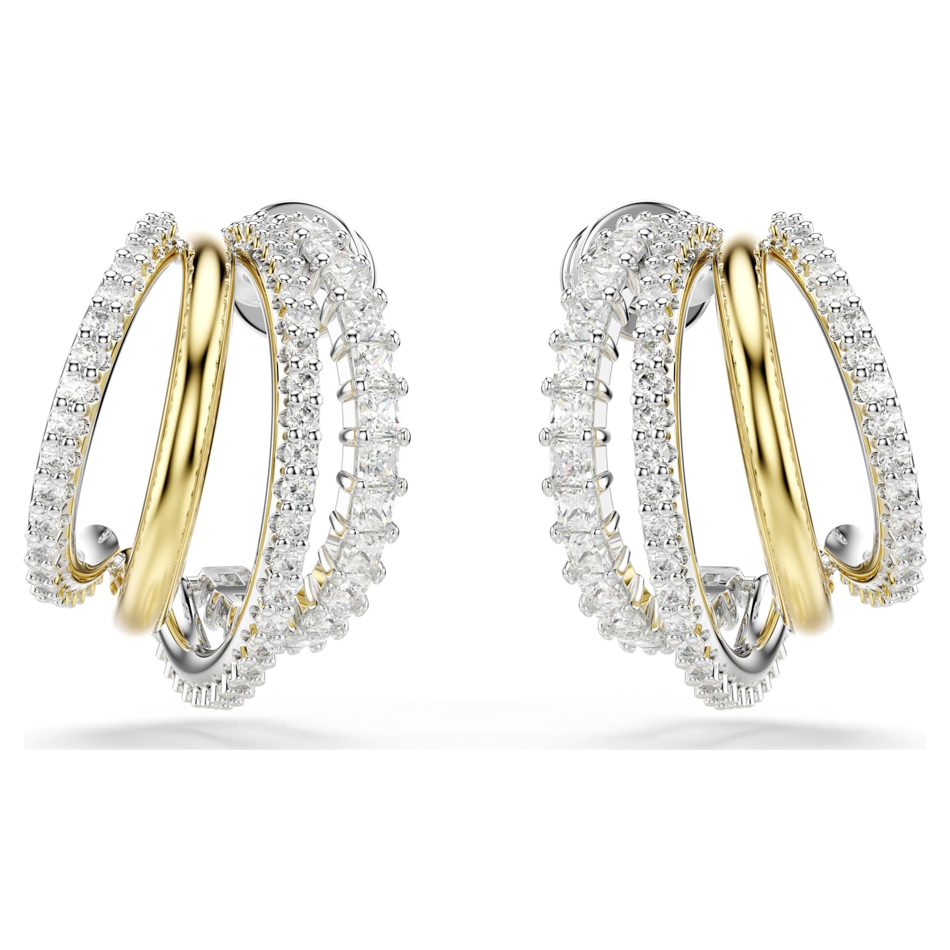 Swarovski Jewelry Hyperbola hoop earrings Mixed cuts, Mini, White, Mixed metal finish 5689718