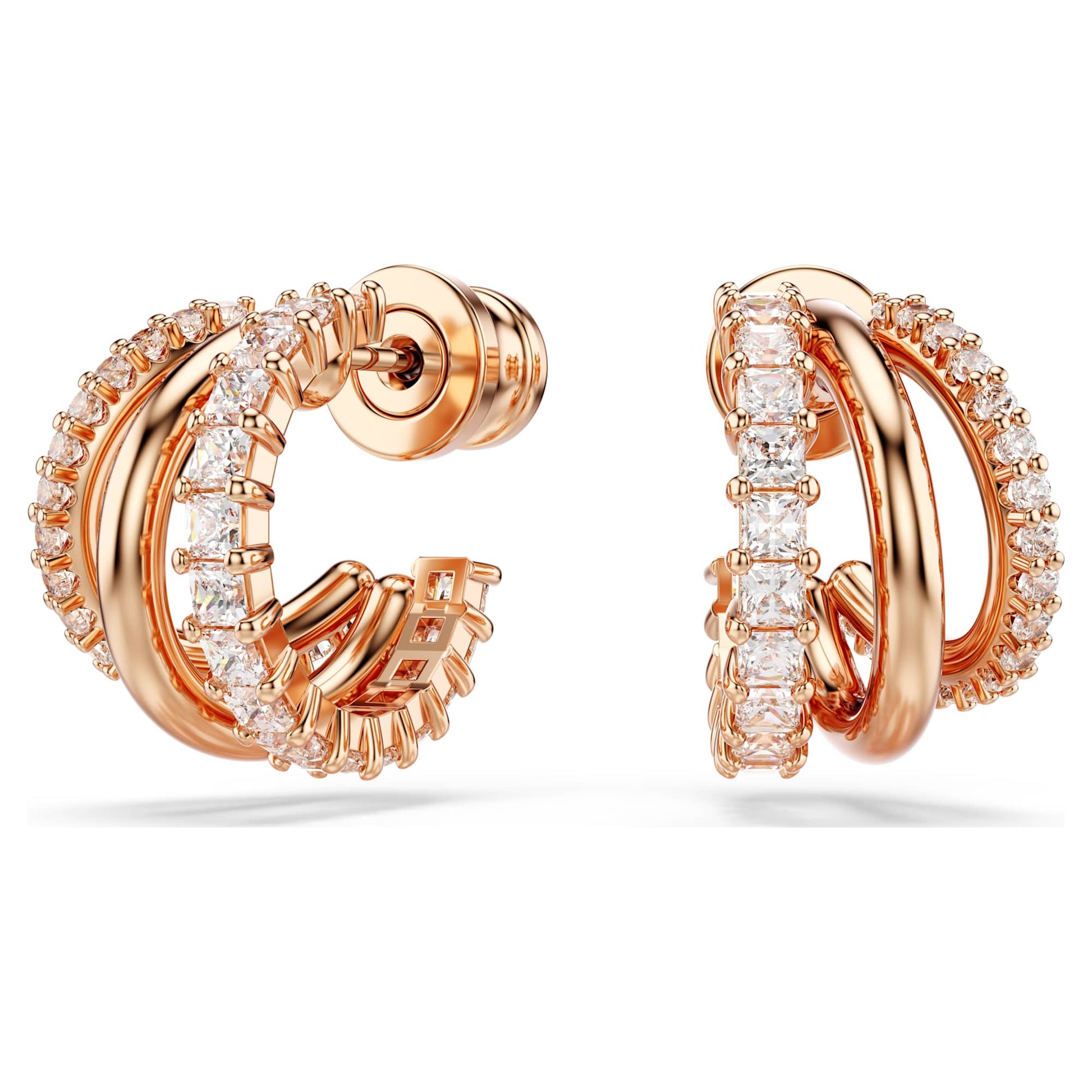 Swarovski Jewelry Hyperbola hoop earrings Mixed cuts, Mini, White, Rose gold-tone plated 5698702