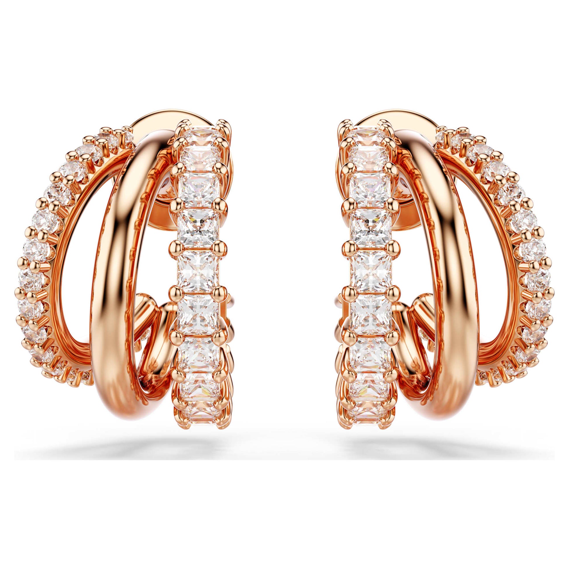 Swarovski Jewelry Hyperbola hoop earrings Mixed cuts, Mini, White, Rose gold-tone plated 5698702