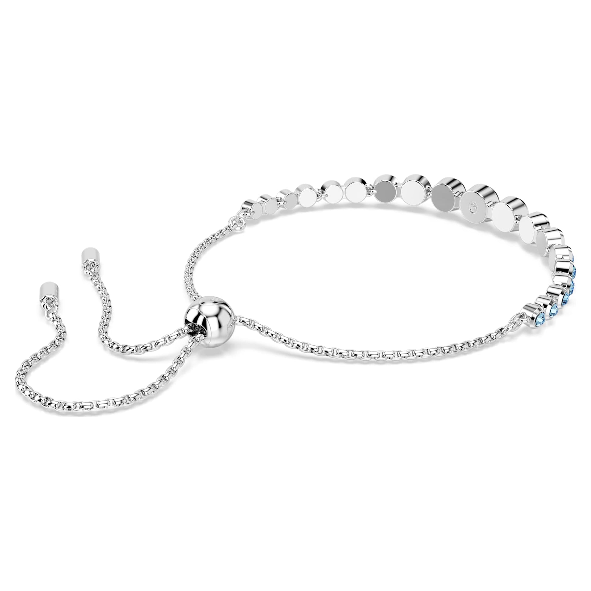 Swarovski Imber Tennis bracelet Mixed round cuts, Blue, Rhodium plated 5719282