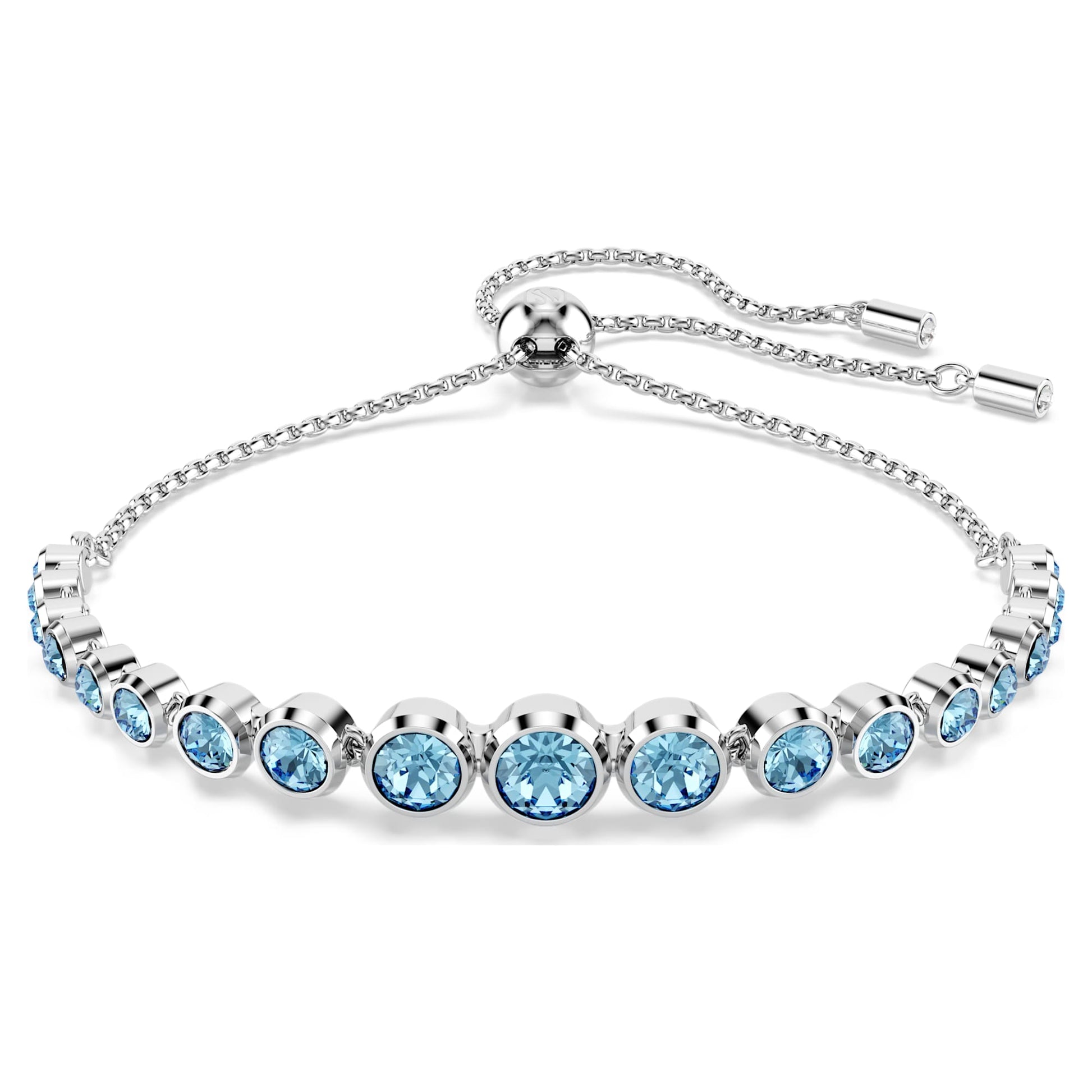 Swarovski Imber Tennis bracelet Mixed round cuts, Blue, Rhodium plated 5719282
