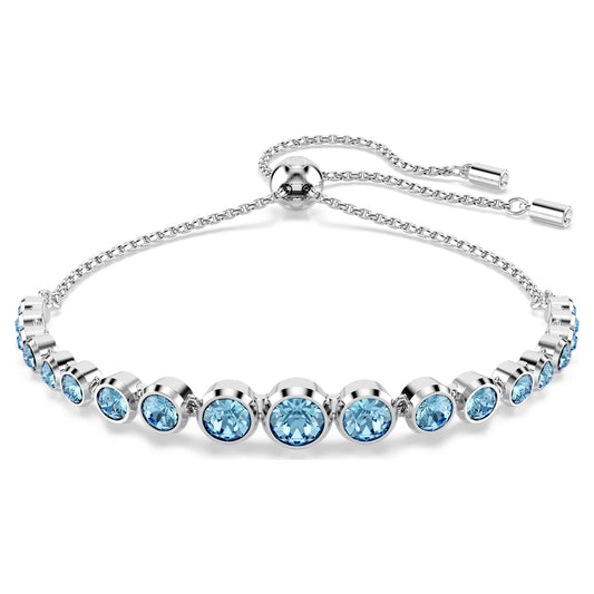 Swarovski Imber Tennis bracelet Mixed round cuts, Blue, Rhodium plated 5719282