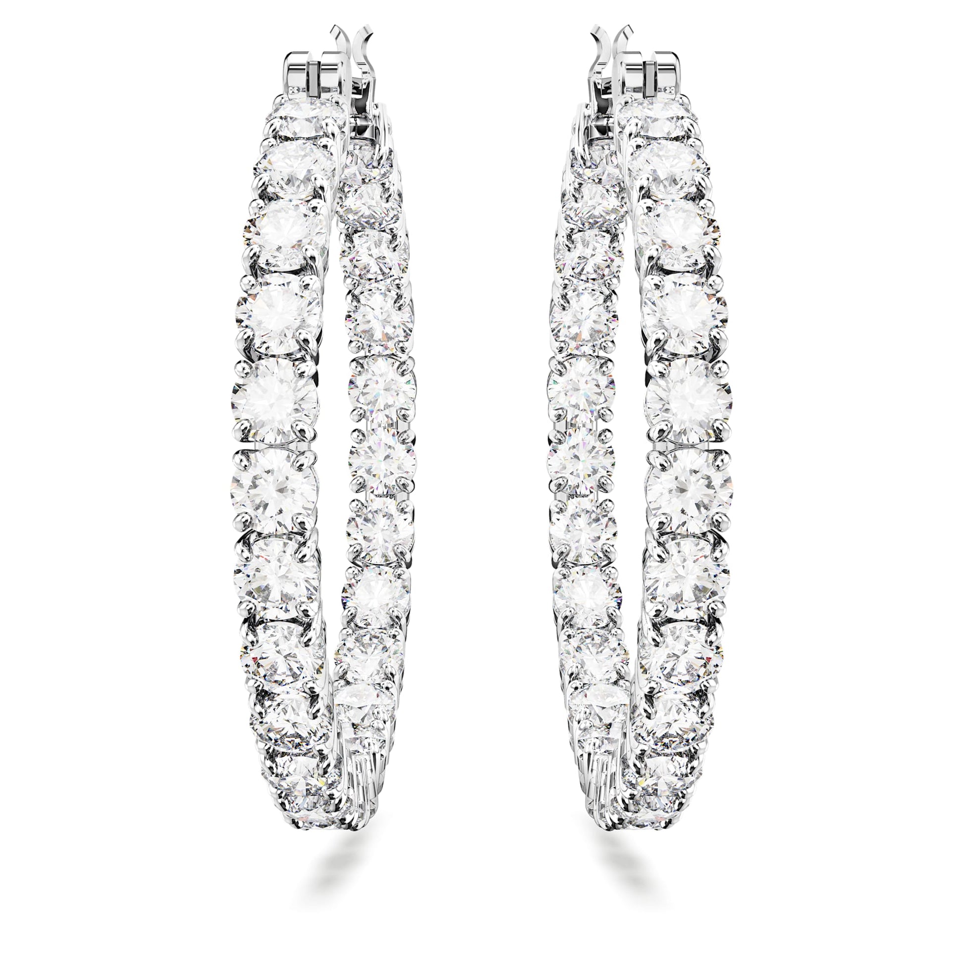 Swarovski Jewelry Matrix hoop earrings Round cut, White, Rhodium plated 5647715