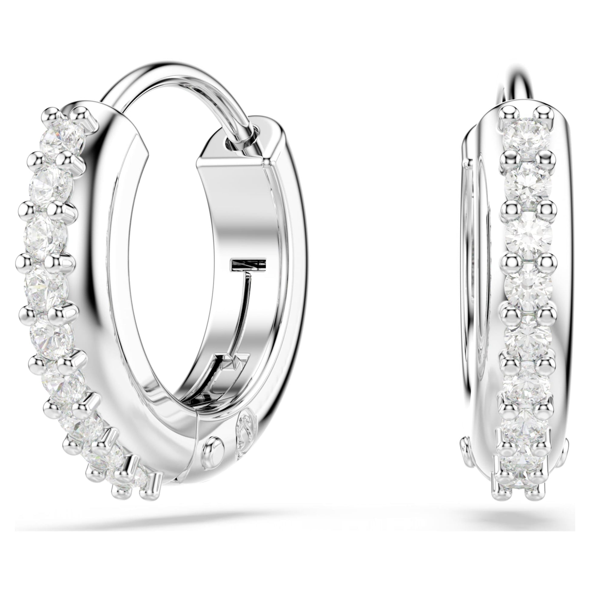 Swarovski Jewelry Matrix hoop earrings Round cut, White, Rhodium plated 5690670