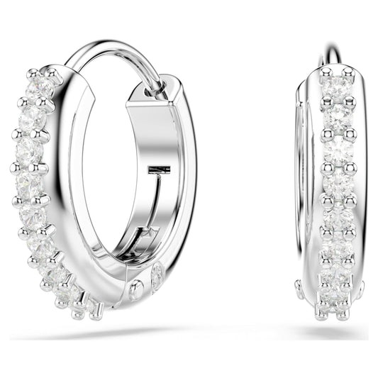 Swarovski Jewelry Matrix hoop earrings Round cut, White, Rhodium plated 5690670