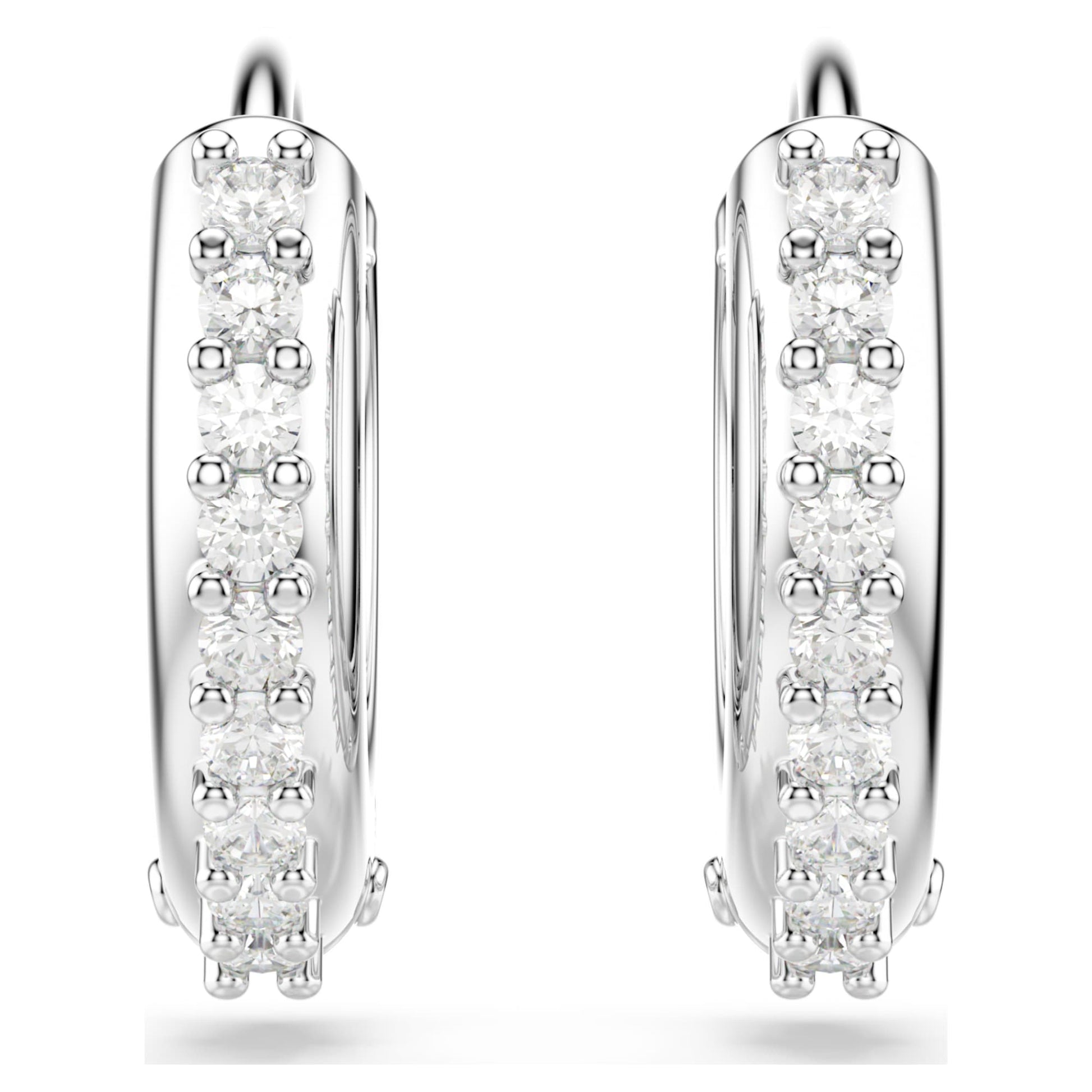 Swarovski Jewelry Matrix hoop earrings Round cut, White, Rhodium plated 5690670