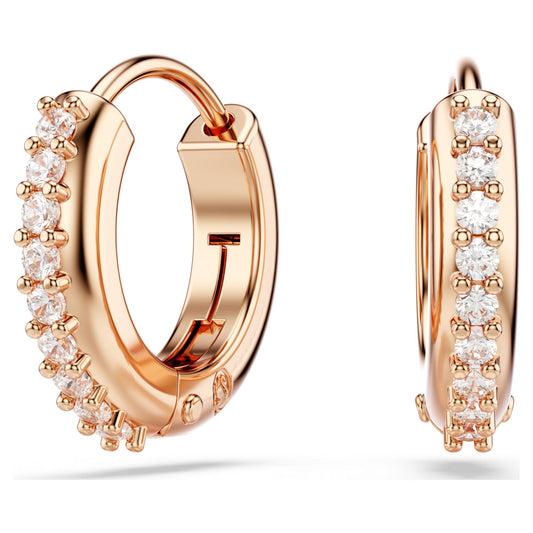 Swarovski Jewelry Matrix hoop earrings Round cut, White, Rose gold-tone plated 5690669