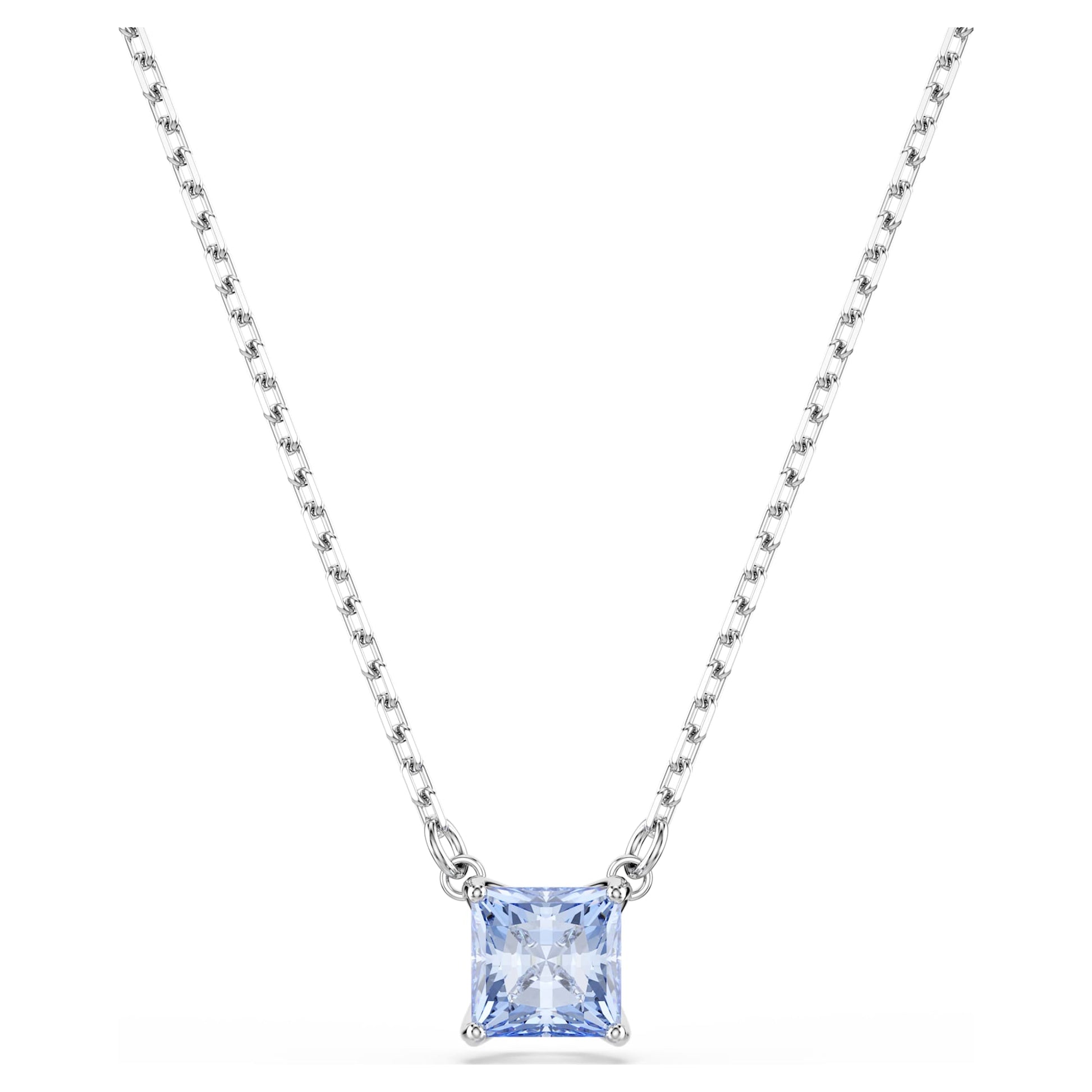 Swarovski Matrix pendant Square cut, Blue, Rhodium plated 5723568