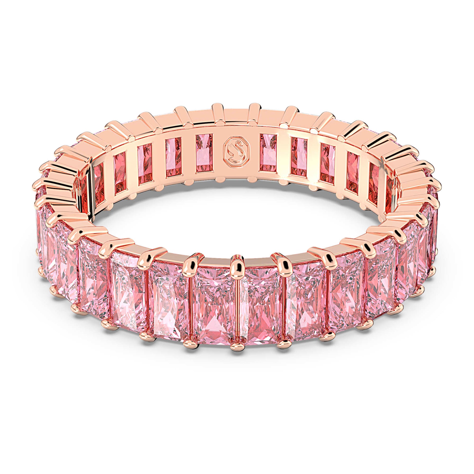 Swarovski Jewelry Matrix ring Baguette cut, Pink, Rose gold-tone plated 5647589