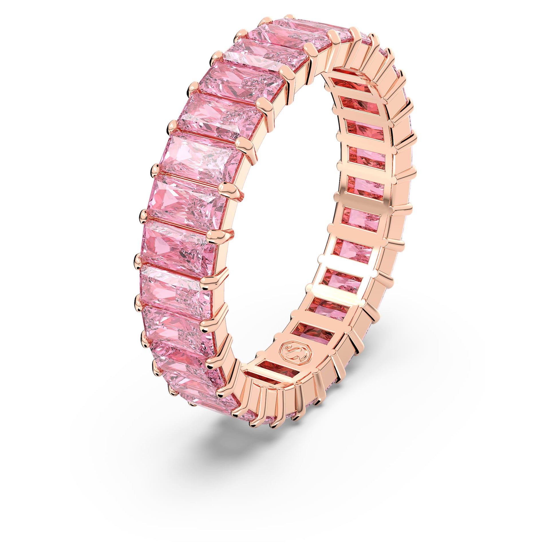 Swarovski Jewelry Matrix ring Baguette cut, Pink, Rose gold-tone plated 5647589