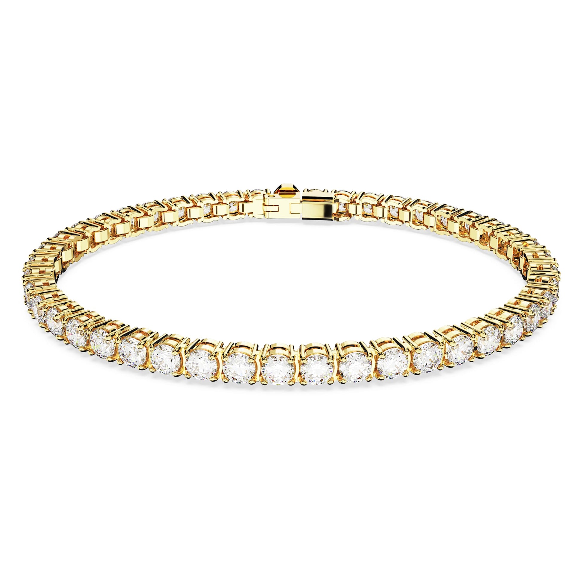 Swarovski Jewelry Matrix Tennis bracelet Round cut, White, Gold-tone plated 5657662