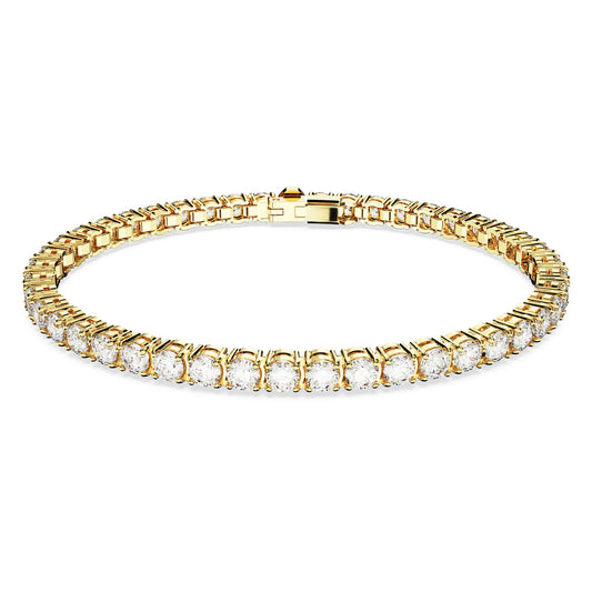 Swarovski Jewelry Matrix Tennis bracelet Round cut, White, Gold-tone plated 5657662