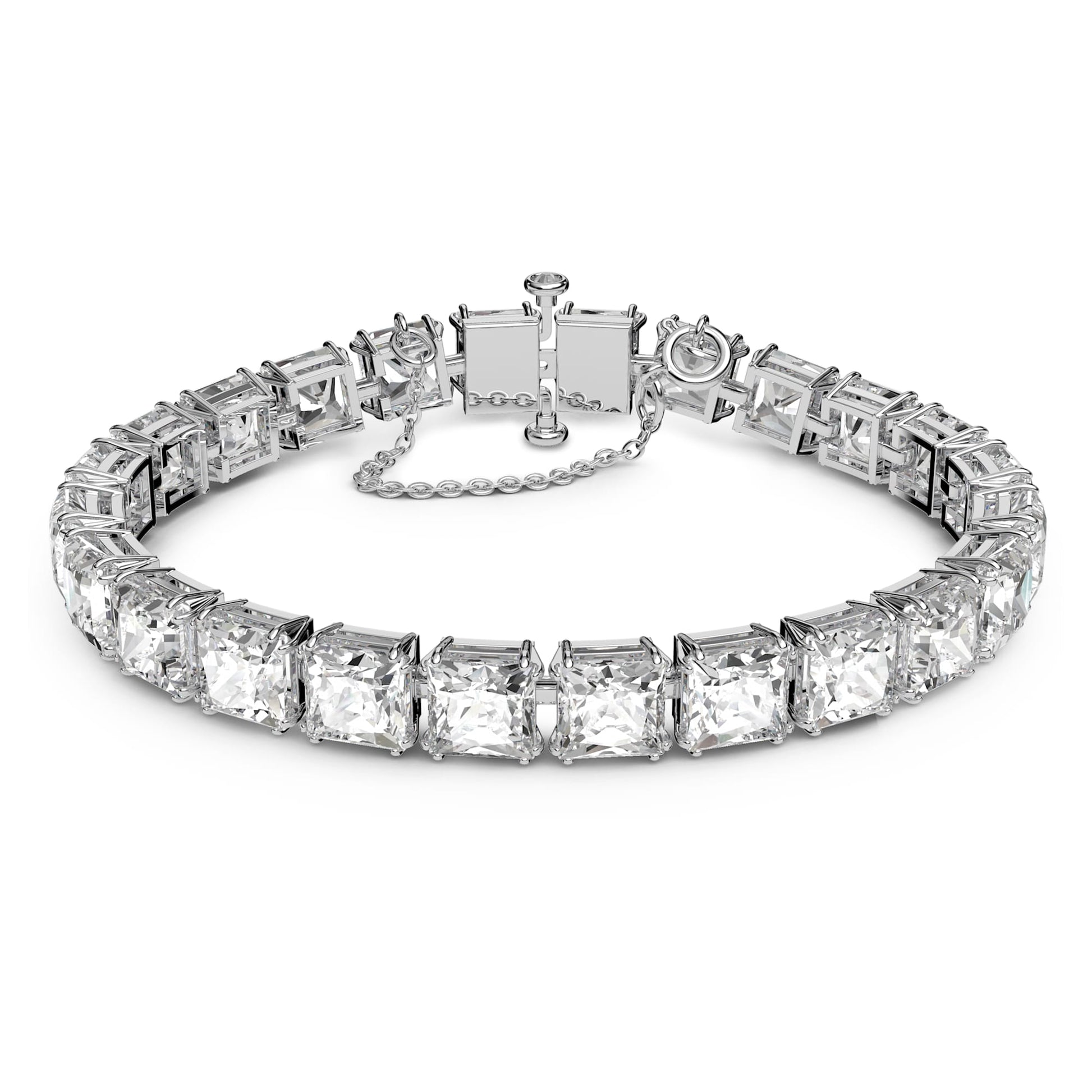 Swarovski Jewelry Matrix Tennis bracelet Square cut, Small, White, Rhodium plated 5599202