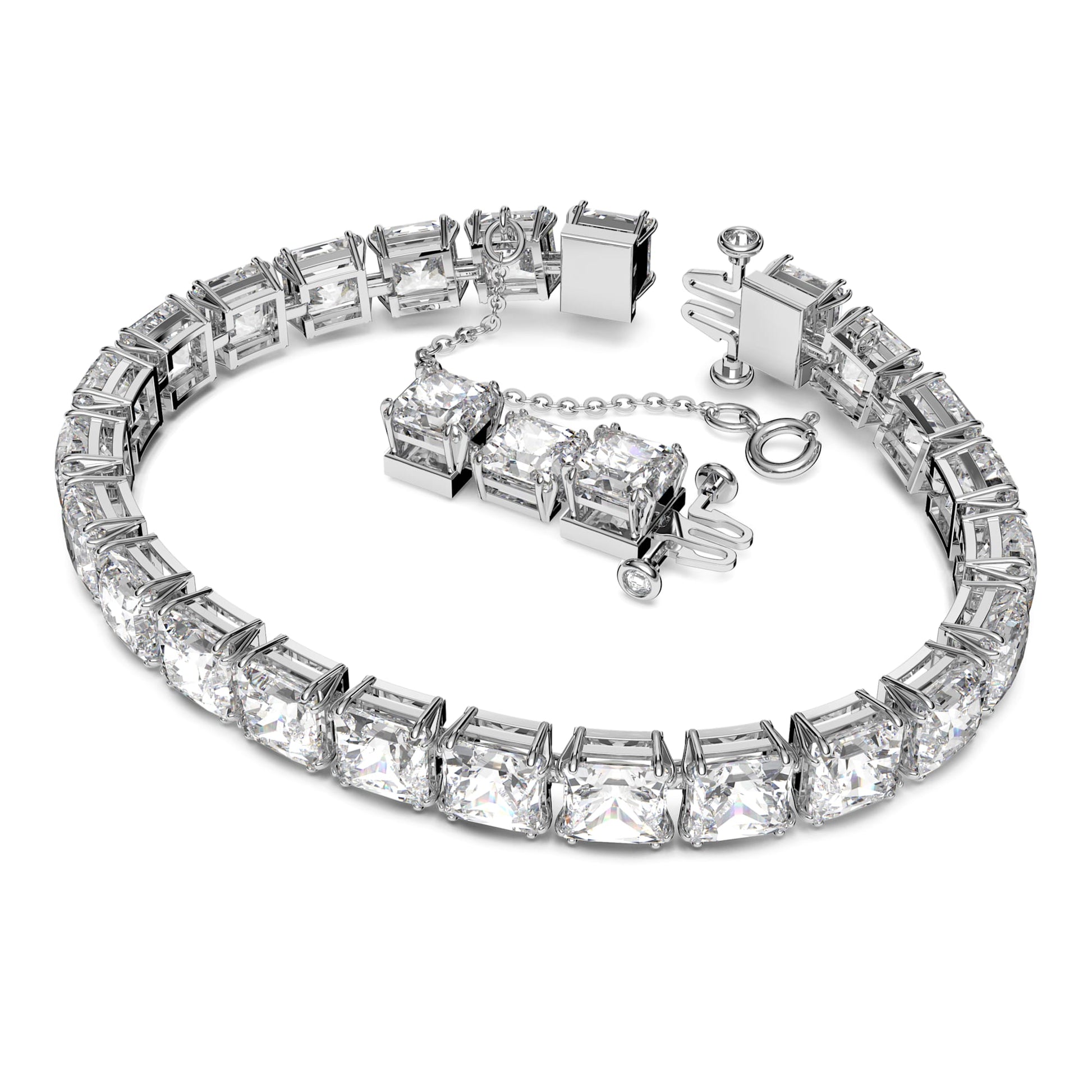 Swarovski Jewelry Matrix Tennis bracelet Square cut, Small, White, Rhodium plated 5599202