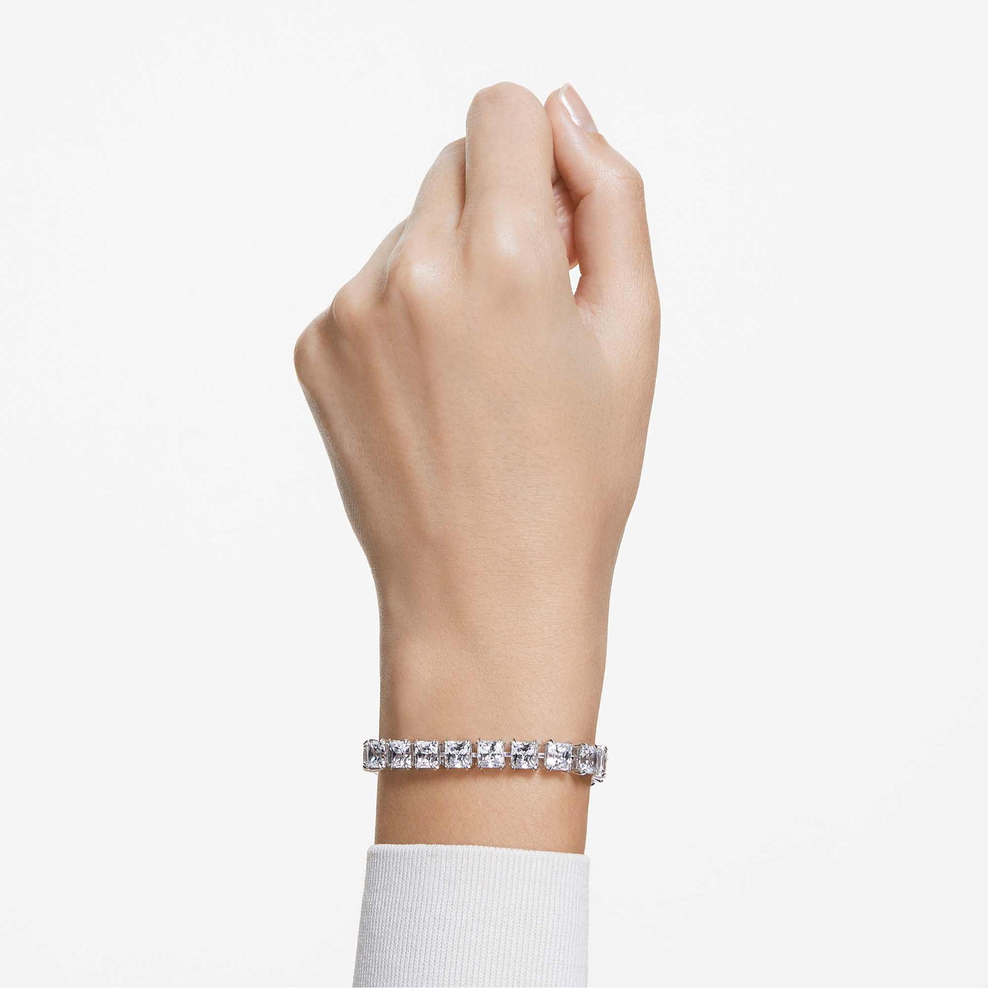 Swarovski Jewelry Matrix Tennis bracelet Square cut, Small, White, Rhodium plated 5599202