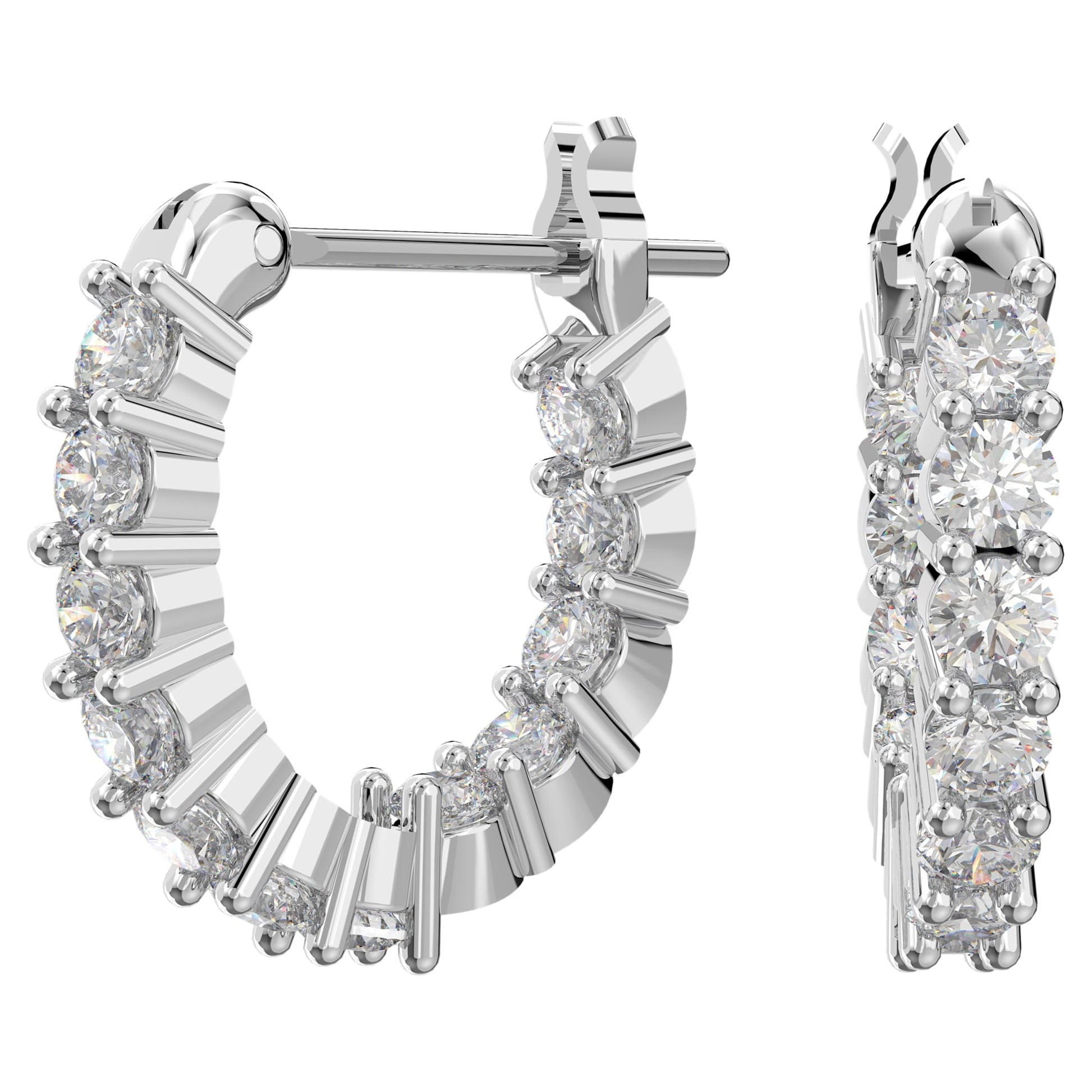 Swarovski Jewelry Matrix Vittore hoop earrings Round cut, White, Rhodium plated 5562126