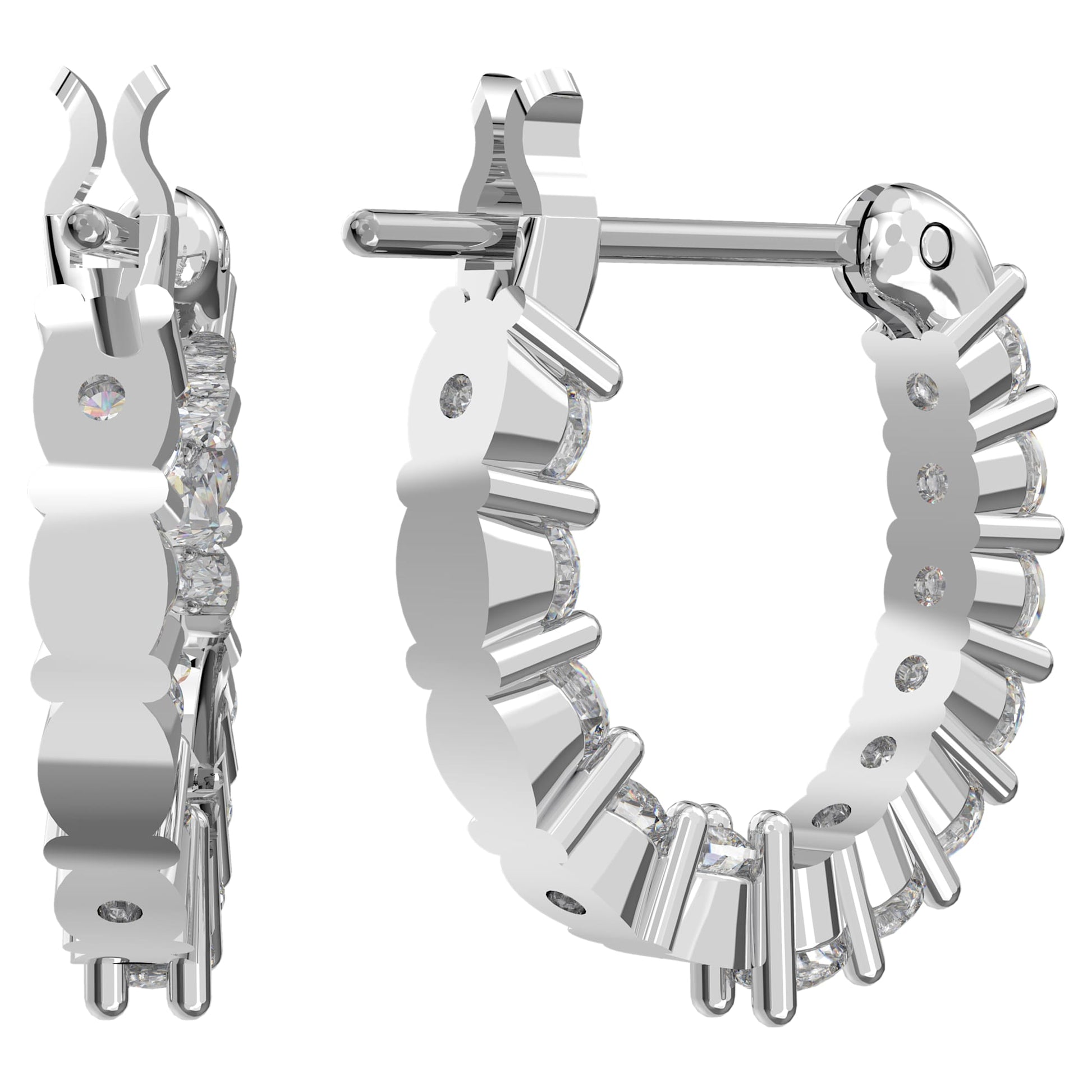 Swarovski Jewelry Matrix Vittore hoop earrings Round cut, White, Rhodium plated 5562126