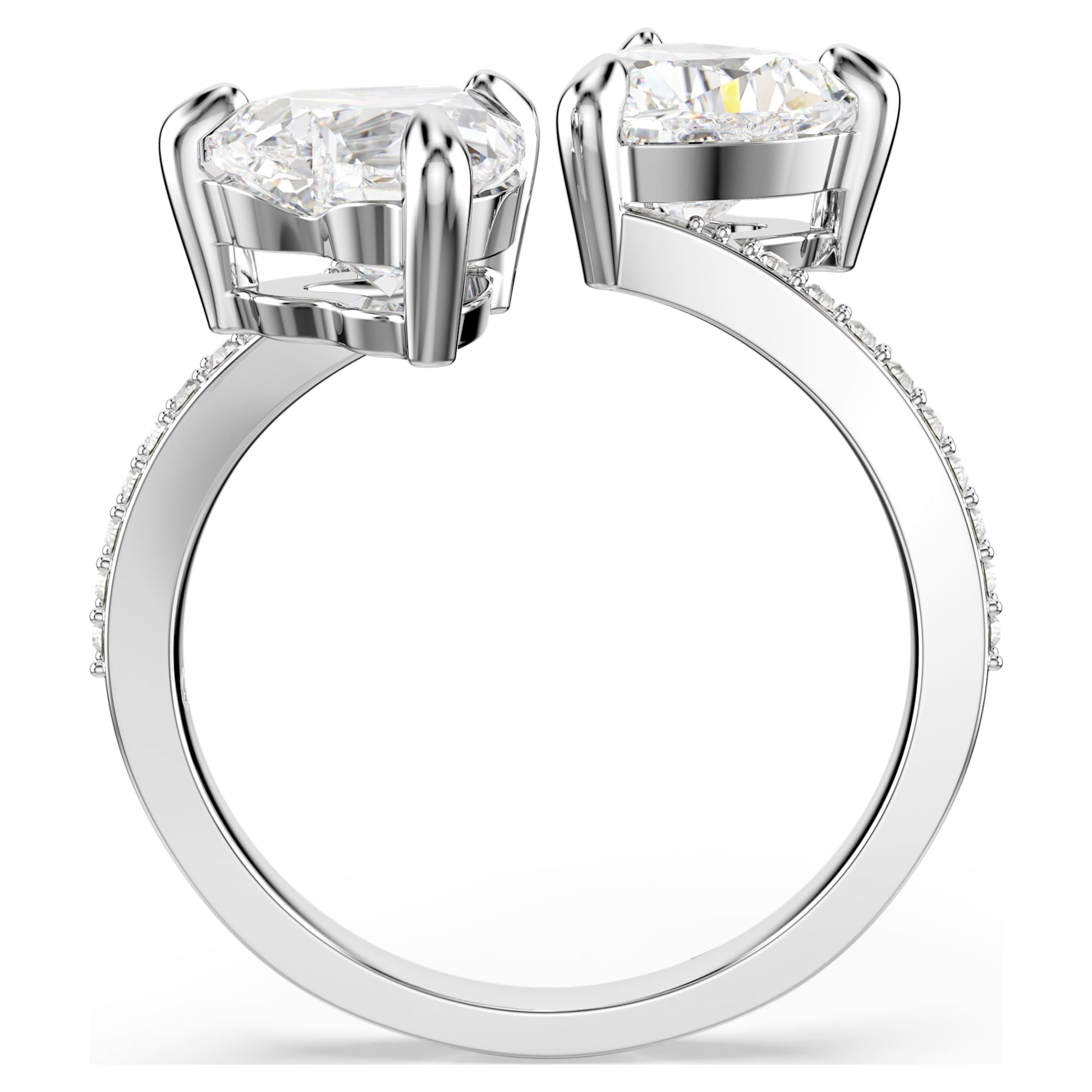 Swarovski Mesmera Attract open ring Heart cut, Pavé, Heart, White, Silver-tone finish 5705591