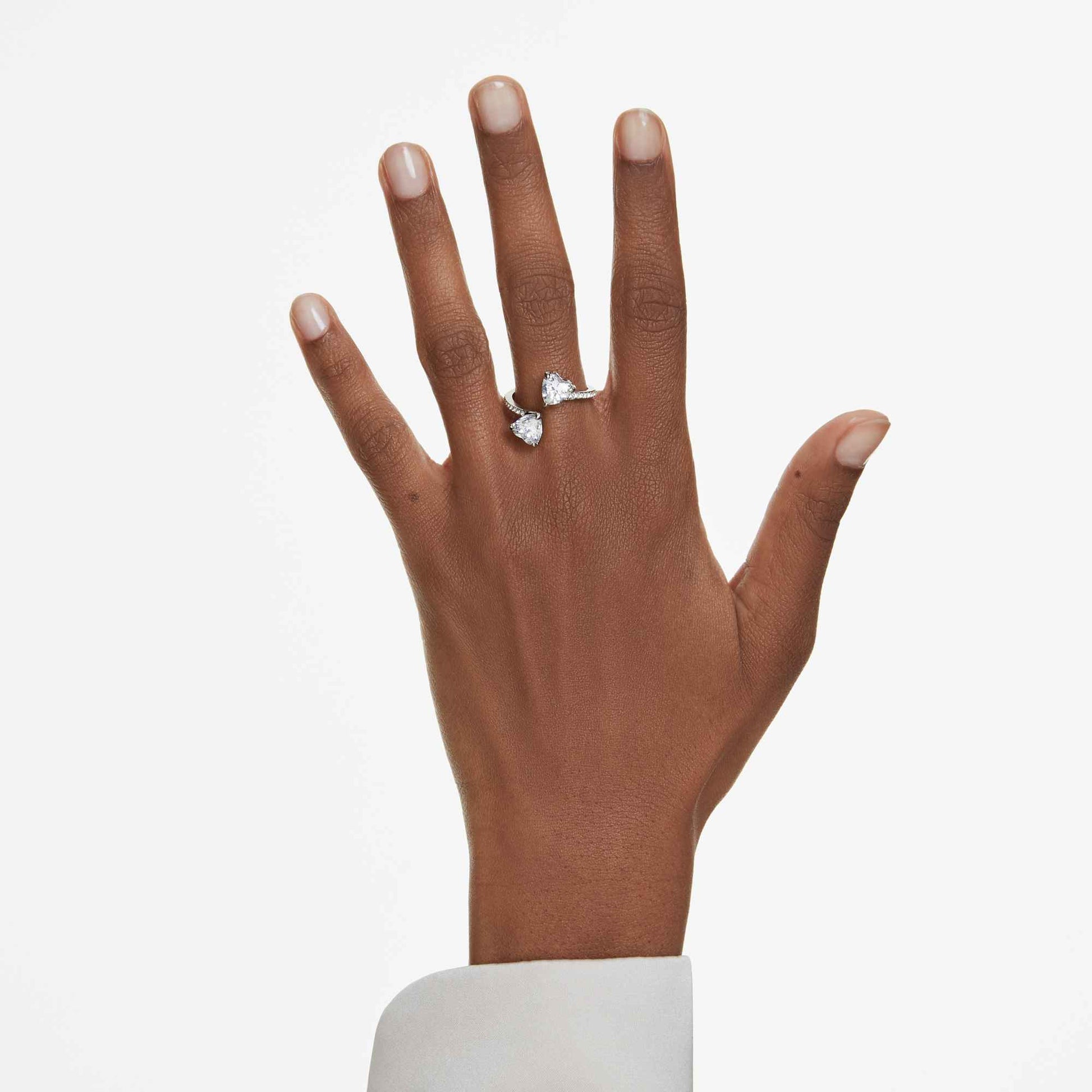 Swarovski Mesmera Attract open ring Heart cut, Pavé, Heart, White, Silver-tone finish 5705591