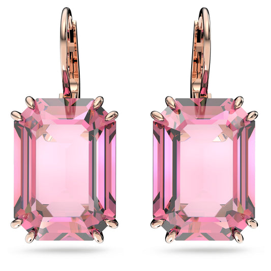 Swarovski Jewelry Millenia drop earrings Octagon cut, Pink, Rose gold-tone plated 5619502