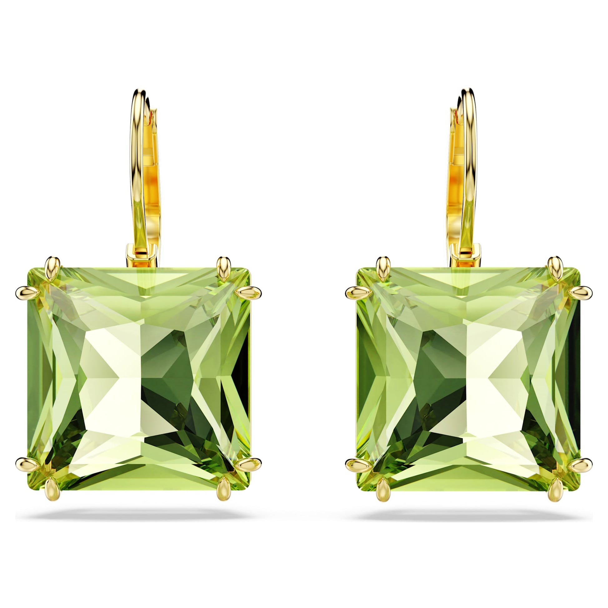 Swarovski Jewelry Millenia drop earrings Square cut, Green, Gold-tone plated 5636564