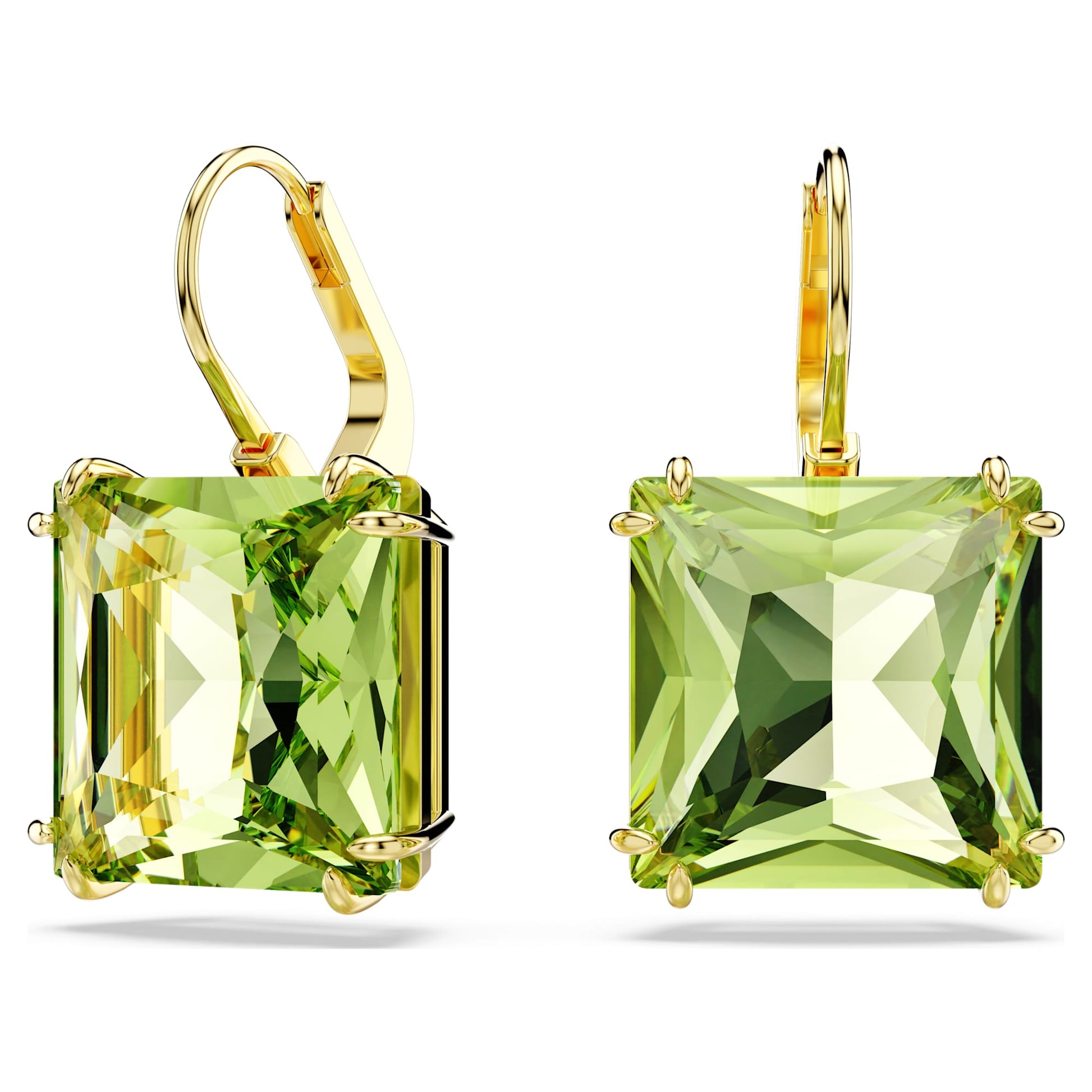 Swarovski Jewelry Millenia drop earrings Square cut, Green, Gold-tone plated 5636564