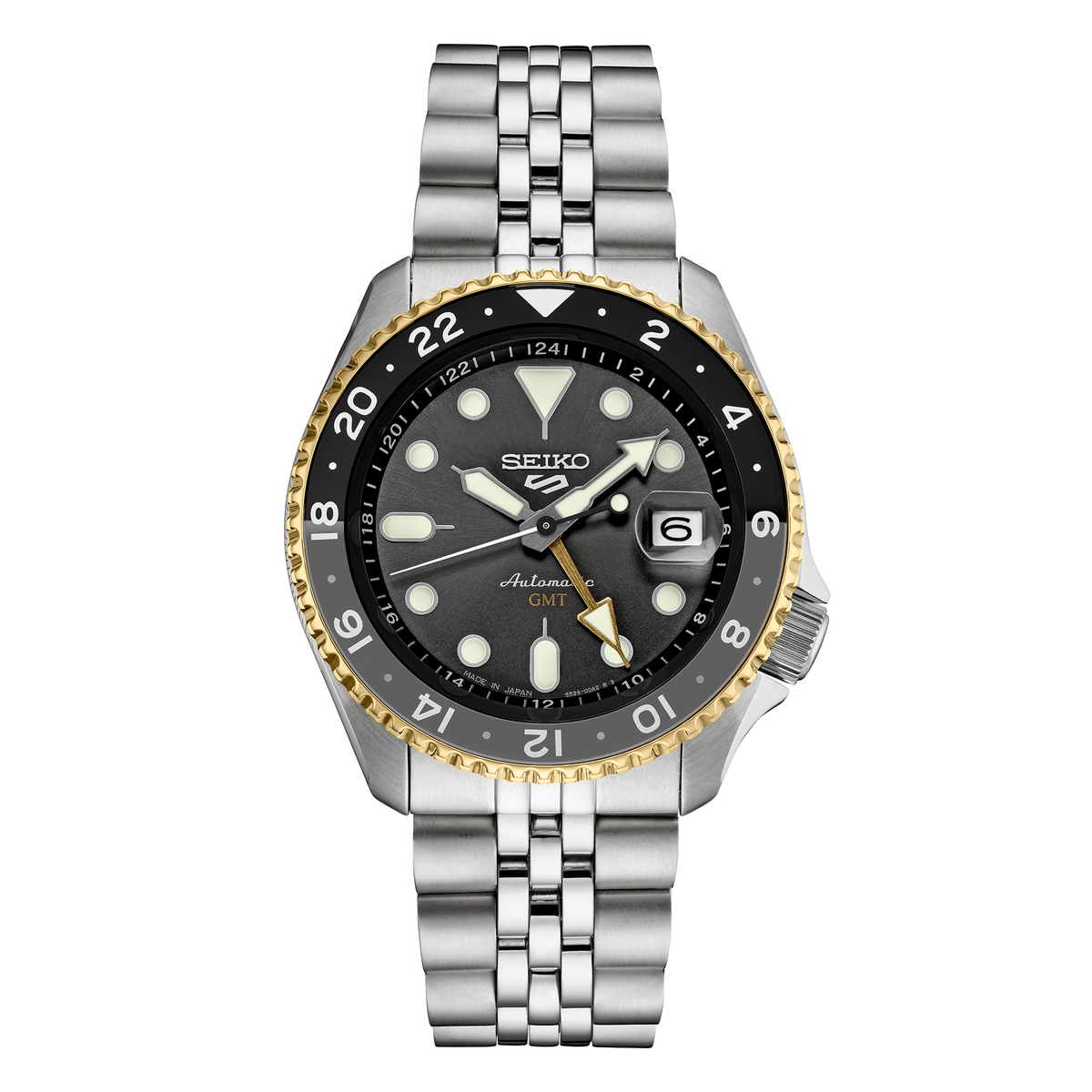 Seiko 5 Sports SSK021, complete watch on square white canvas
