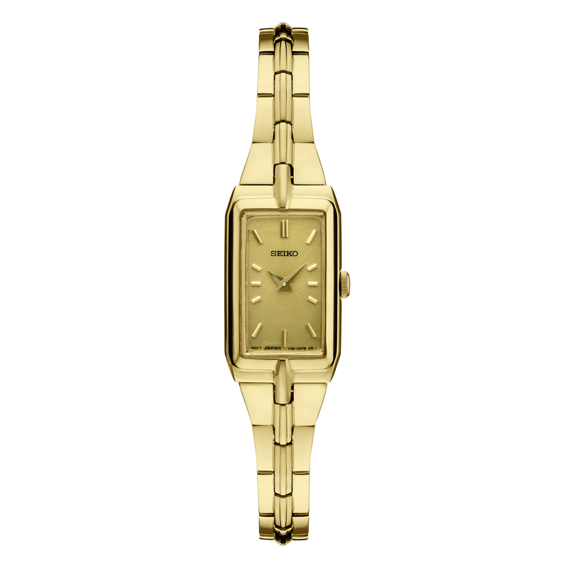 Seiko Essentials Collection SWR048, complete watch on square white canvas