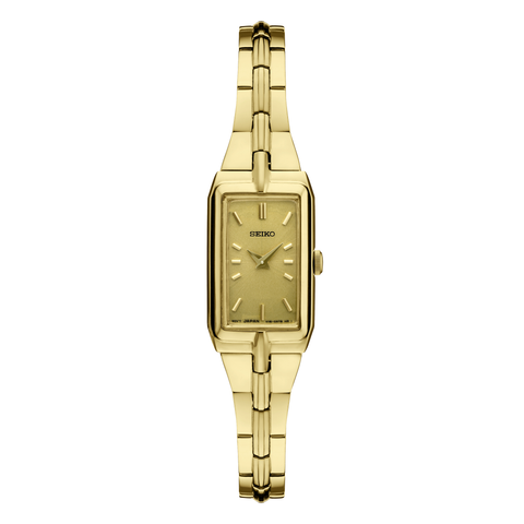 Seiko Essentials Collection SWR048, complete watch on square white canvas
