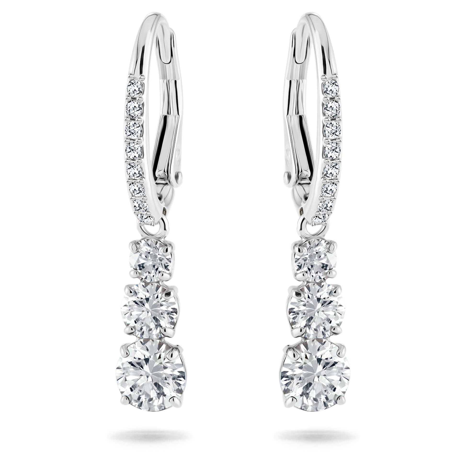 Swarovski Jewelry Stilla Attract hoop earrings Round cut, White, Rhodium plated 5416155