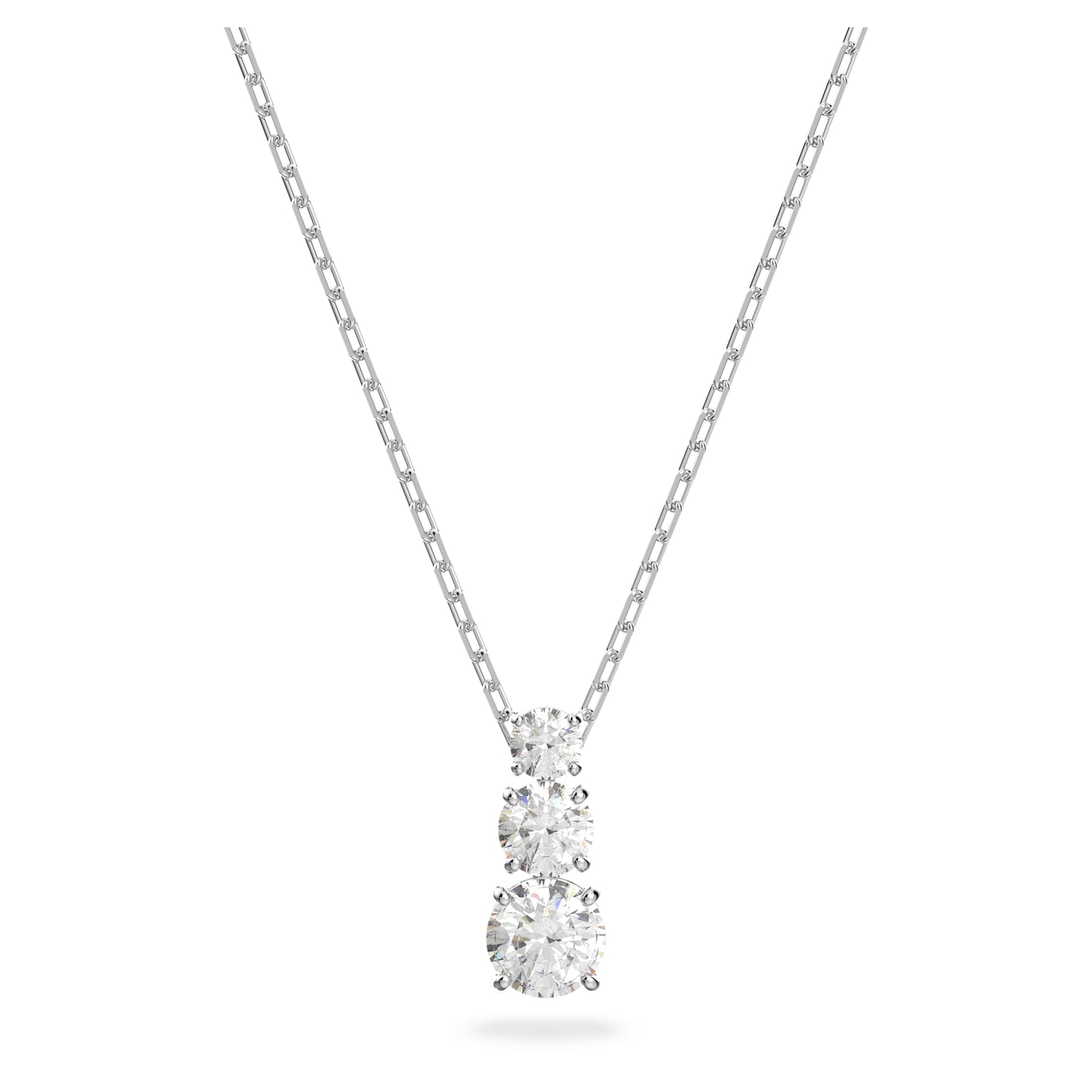 Swarovski Jewelry Stilla Attract pendant Round cut, White, Rhodium plated 5414970