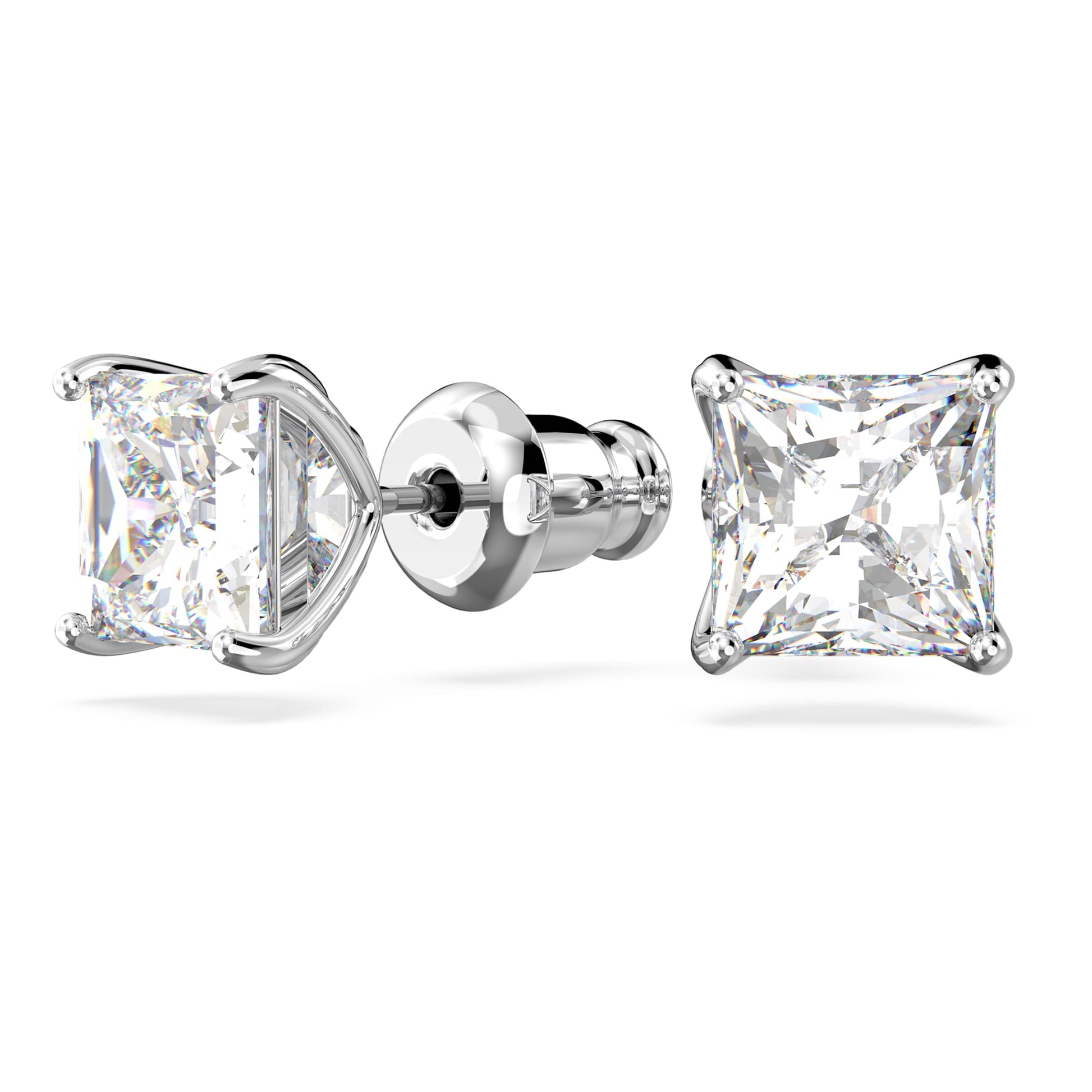 Swarovski Jewelry Stilla Attract stud earrings Square cut, White, Rhodium plated 5430365