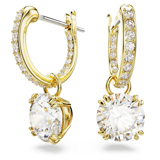 Swarovski Jewelry Stilla drop earrings Round cut, White, Gold-tone plated 5638802