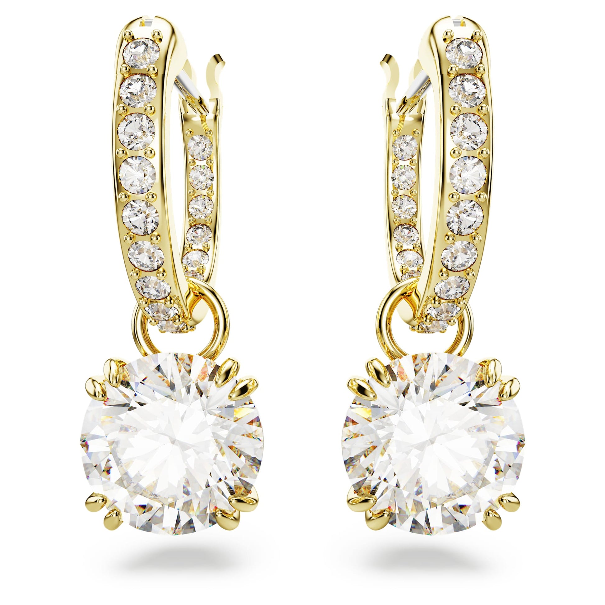 Swarovski Jewelry Stilla drop earrings Round cut, White, Gold-tone plated 5638802