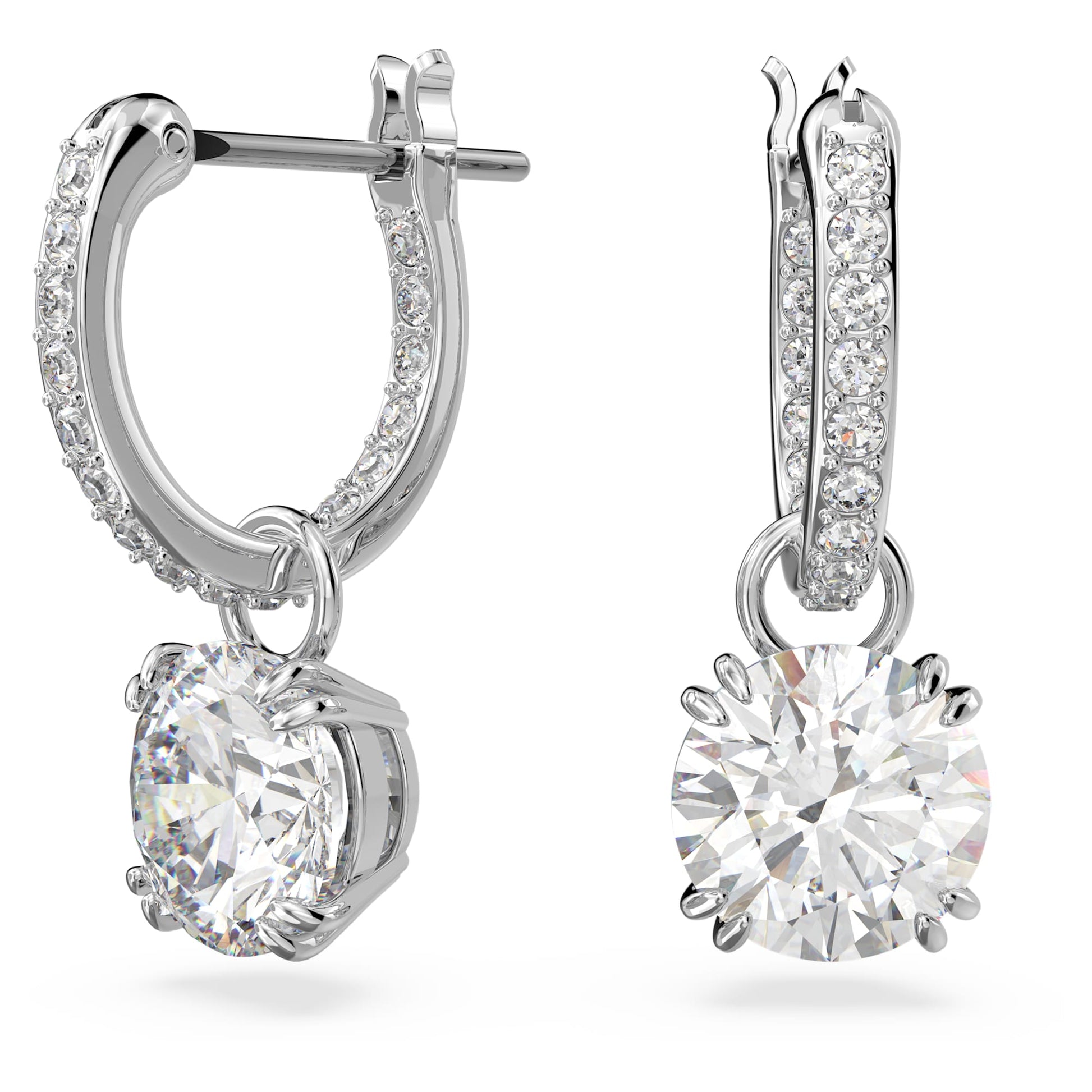 Swarovski Jewelry Stilla drop earrings Round cut, White, Rhodium plated 5636717