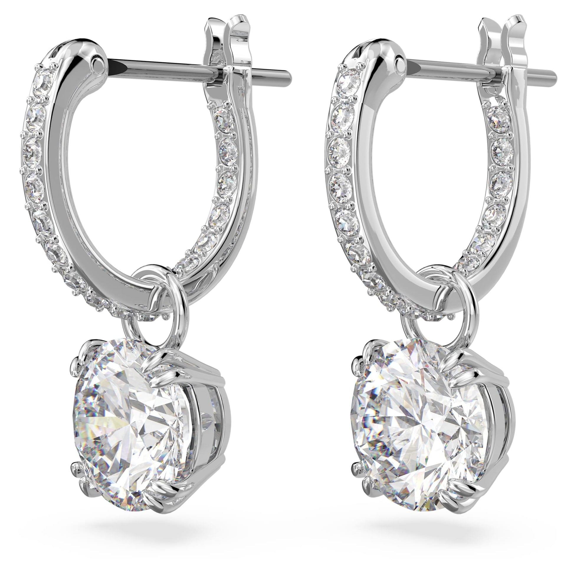 Swarovski Jewelry Stilla drop earrings Round cut, White, Rhodium plated 5636717