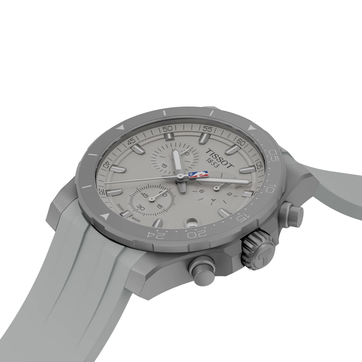 Tissot Supersport NBA 2026 T125.417.17.031.00 — Close-up of dial and NBA chronograph hand